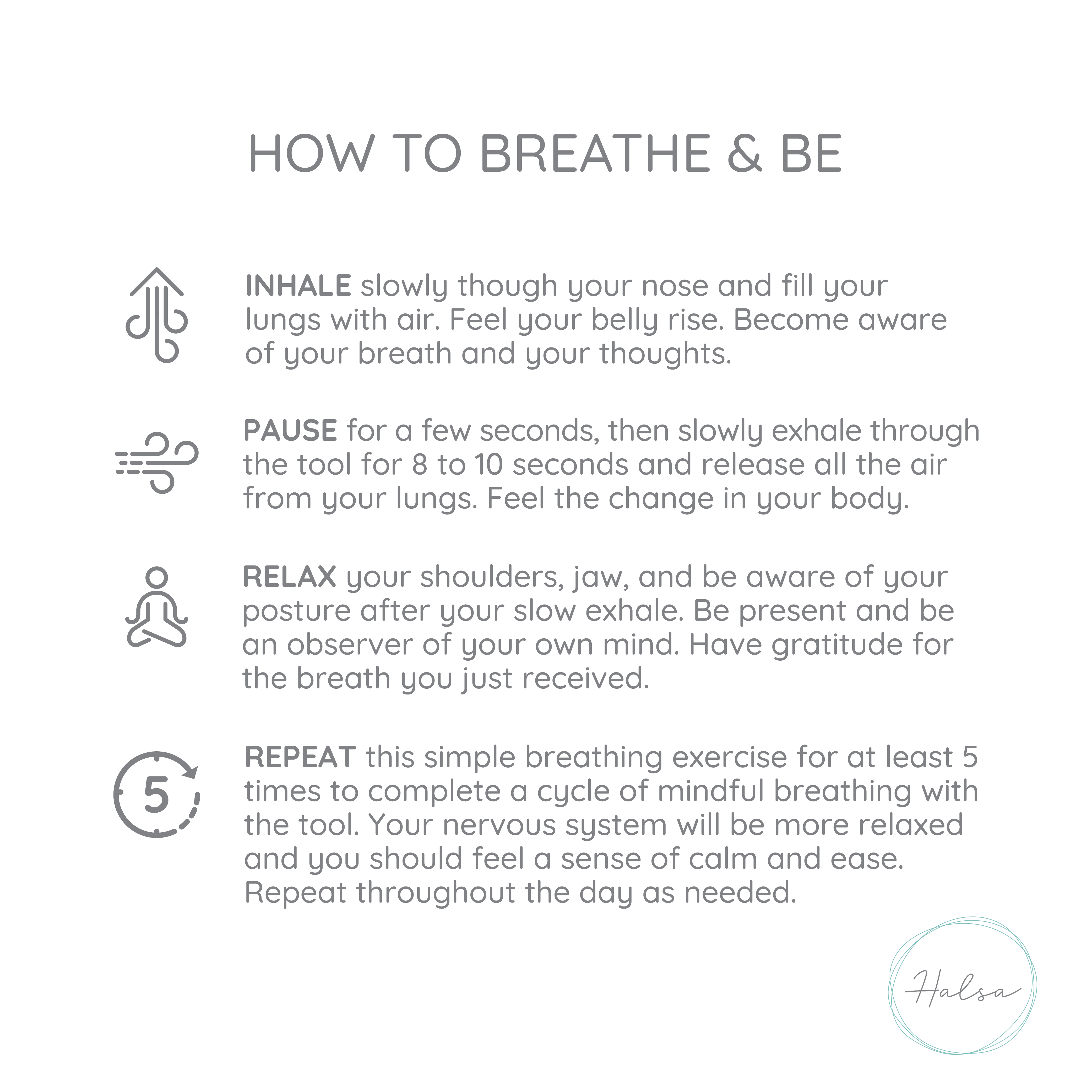 Halsa Stress Relief Mindful Breathing Cuff (Silver)