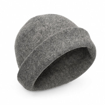 Halsa Beanie Sauna Hat in Grey - angled view