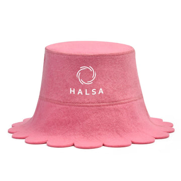 Halsa Pink Scalloped Wool Sauna Hat - 100% natural wool for heat protection