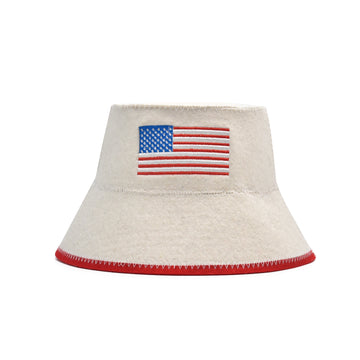 Halsa USA Flag Wool Sauna Hat - 100% natural wool for heat protection