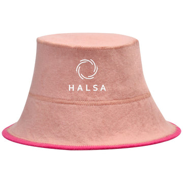 Halsa Pink Bucket Wool Sauna Hat - 100% natural wool for heat protection