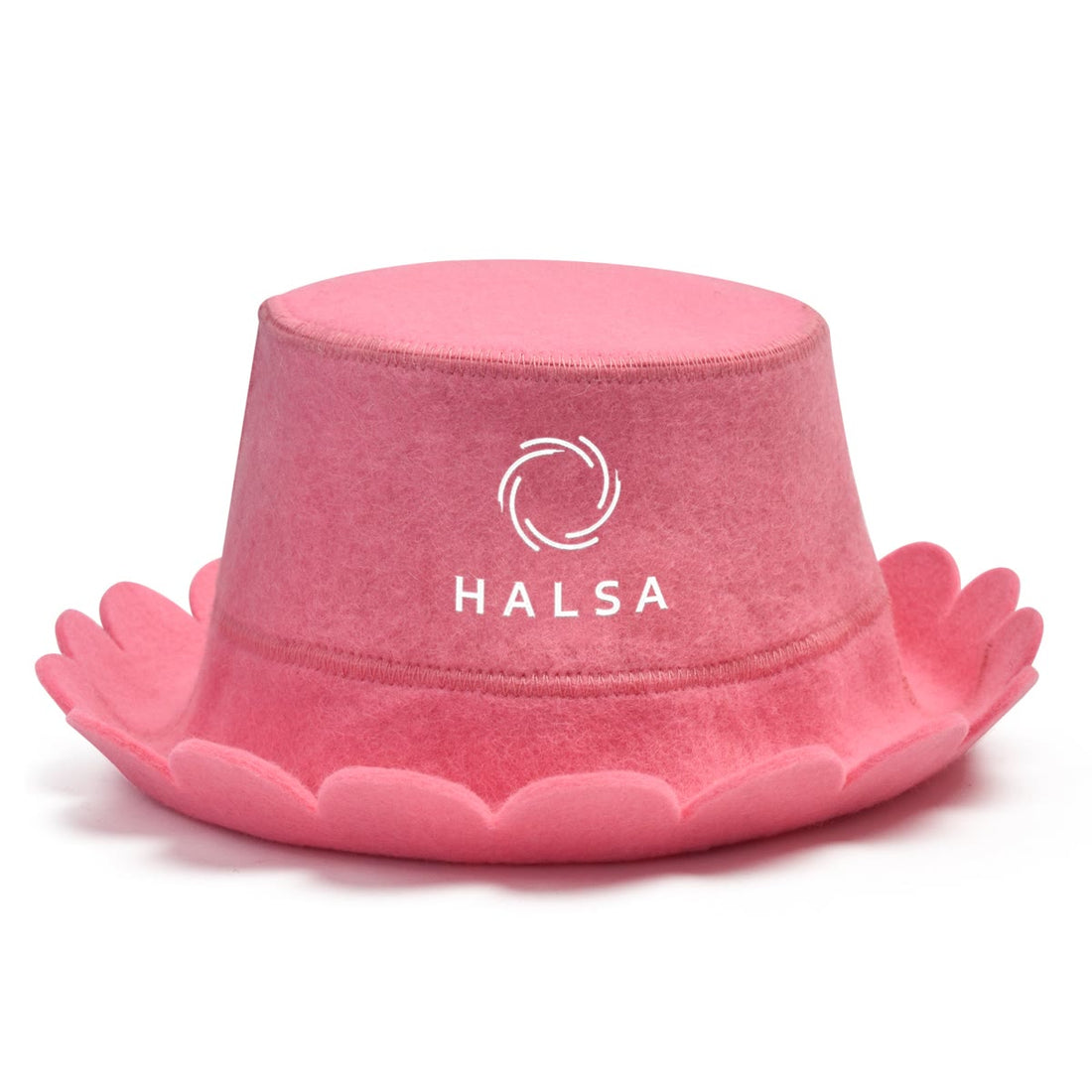 Halsa Pink Scalloped Wool Sauna Hat - 100% natural wool for heat protection