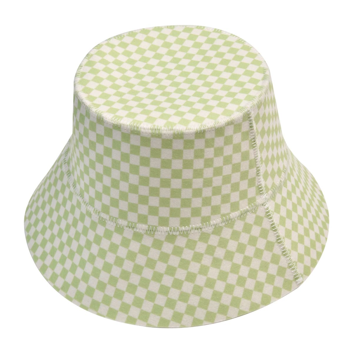Halsa Green Checkered Wool Sauna Hat flat lay - perfect sauna gift idea