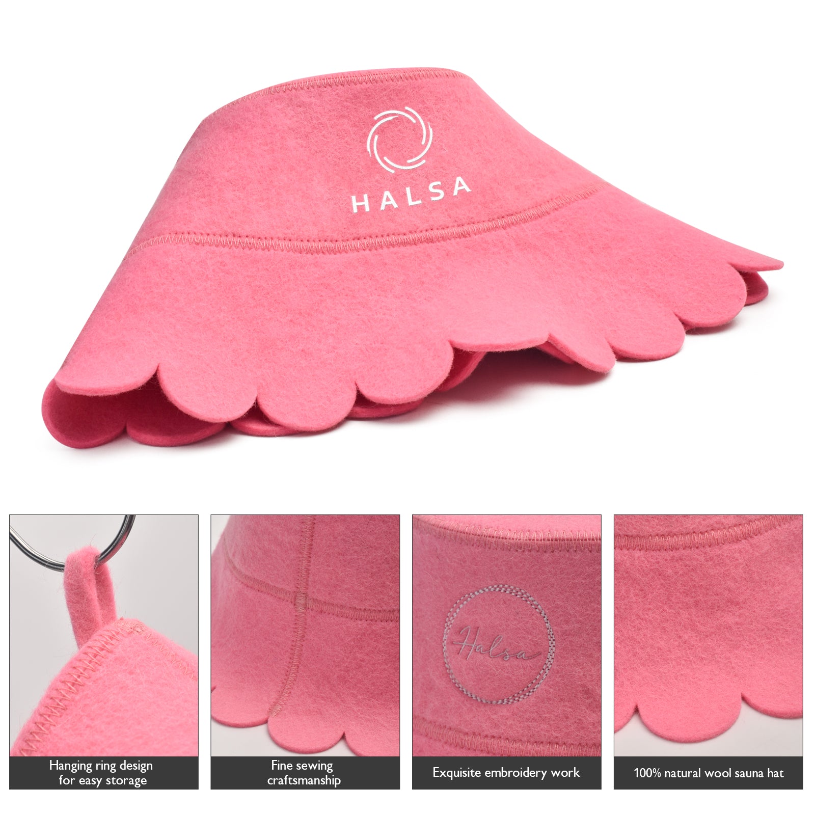 Sauna Hat - Pink Scalloped