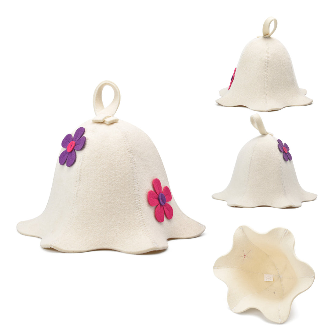 Halsa Floral Wool Sauna Hat - 100% natural wool for heat protection