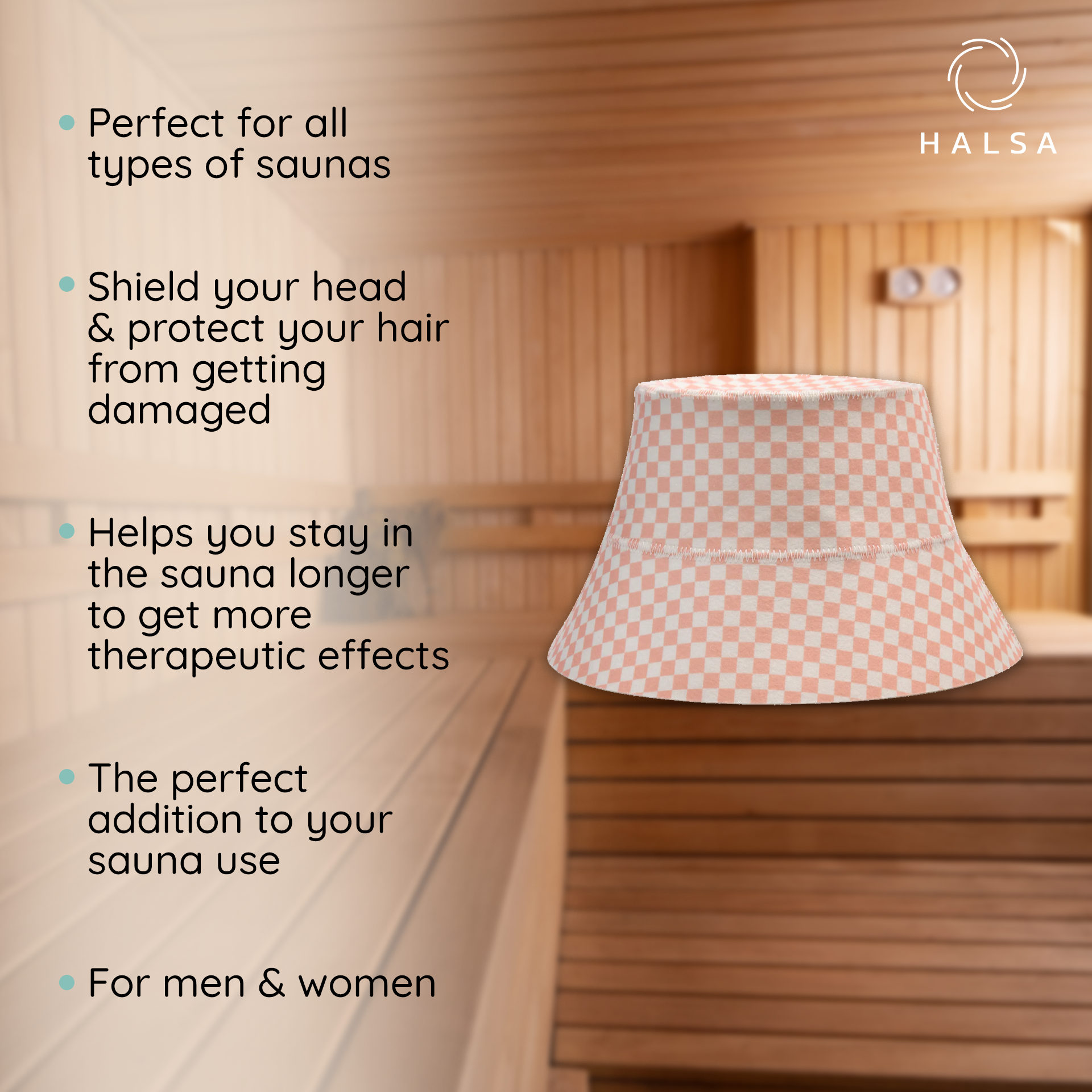 Sauna Hat - Pink Checkered Bucket