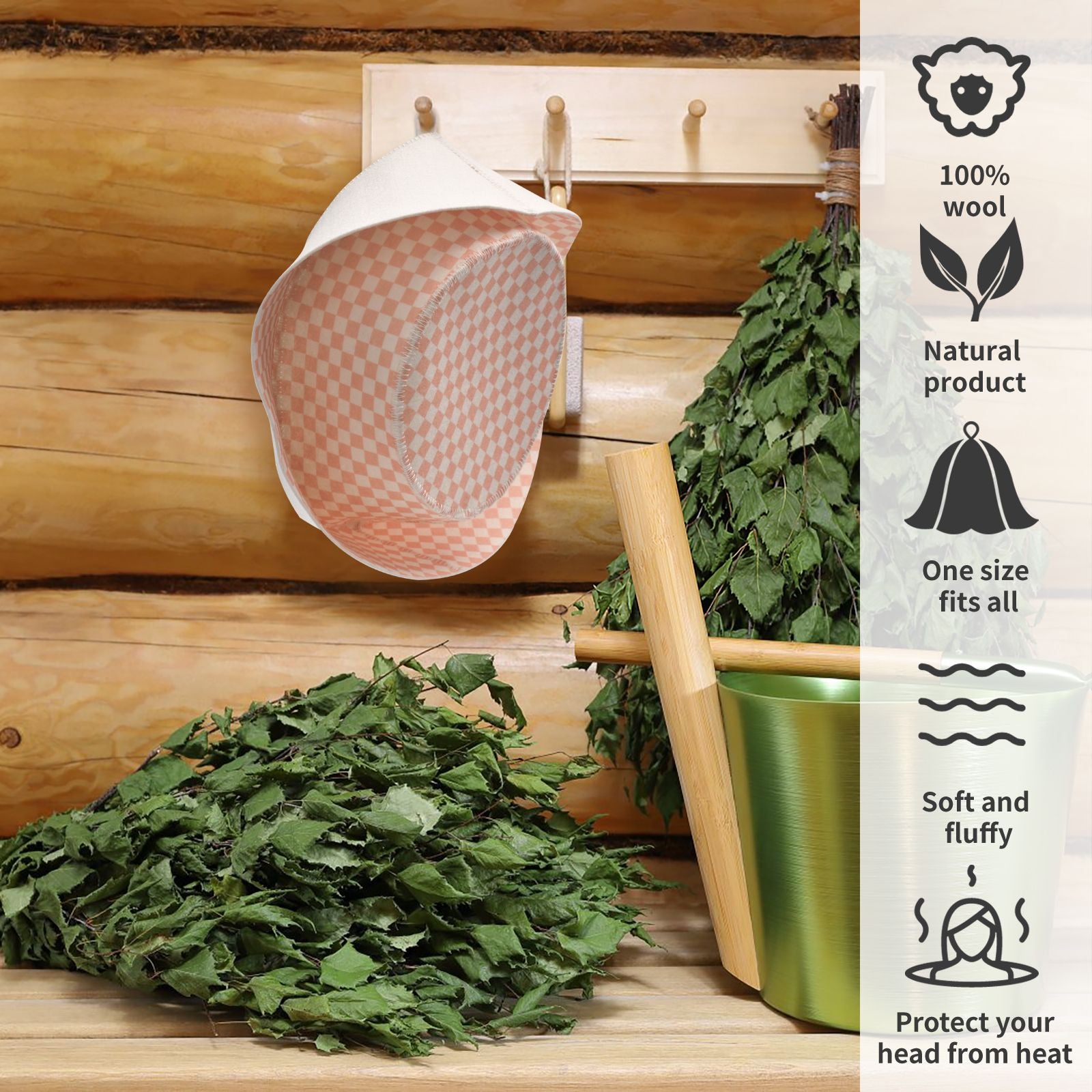 Sauna Hat - Pink Checkered Bucket