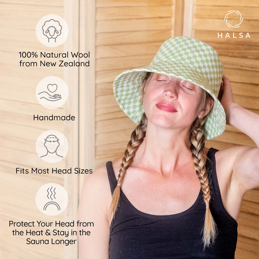 Sauna Hat - Green Checkered