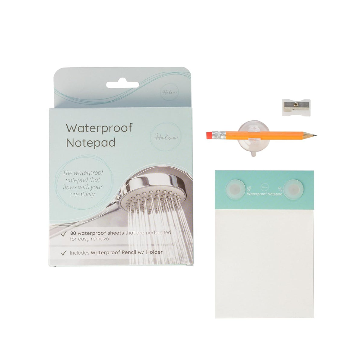 Shower Notes Waterproof Shower Notepad 40 Sheets — With Pencil | Halsa
