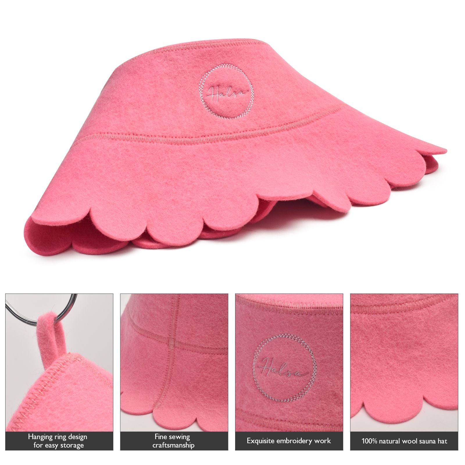 Sauna Hat - Pink Scalloped