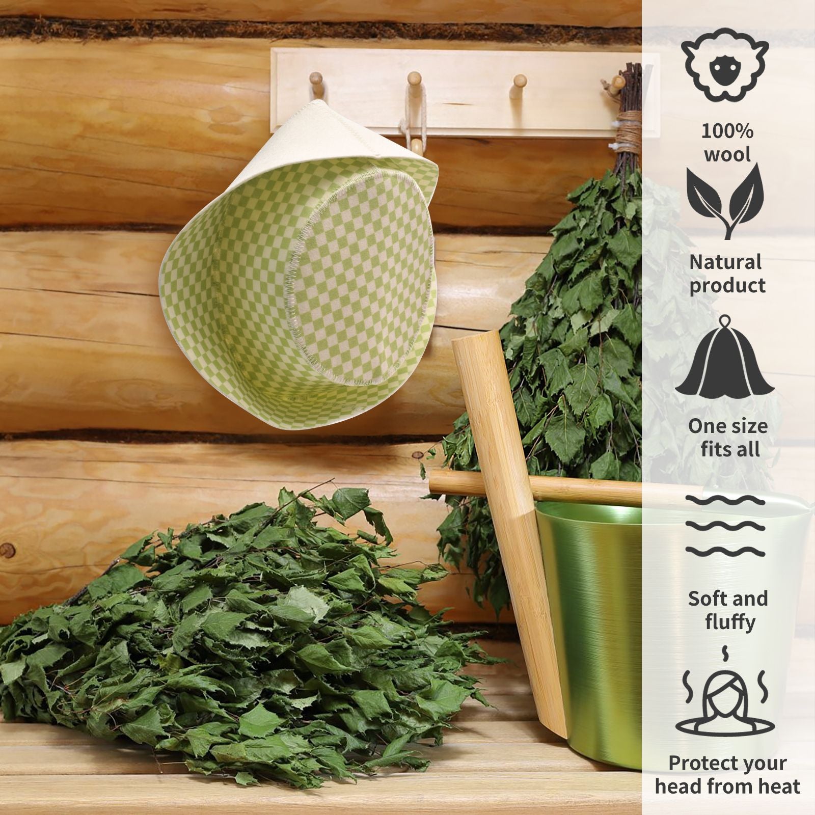 Sauna Hat - Green Checkered