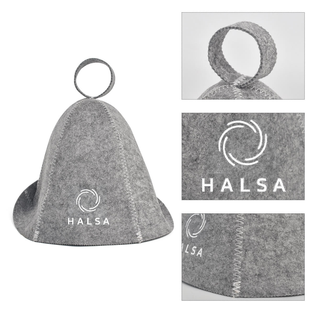 Halsa Sauna Hat 2 Pack detail shot - handcrafted wool felt design