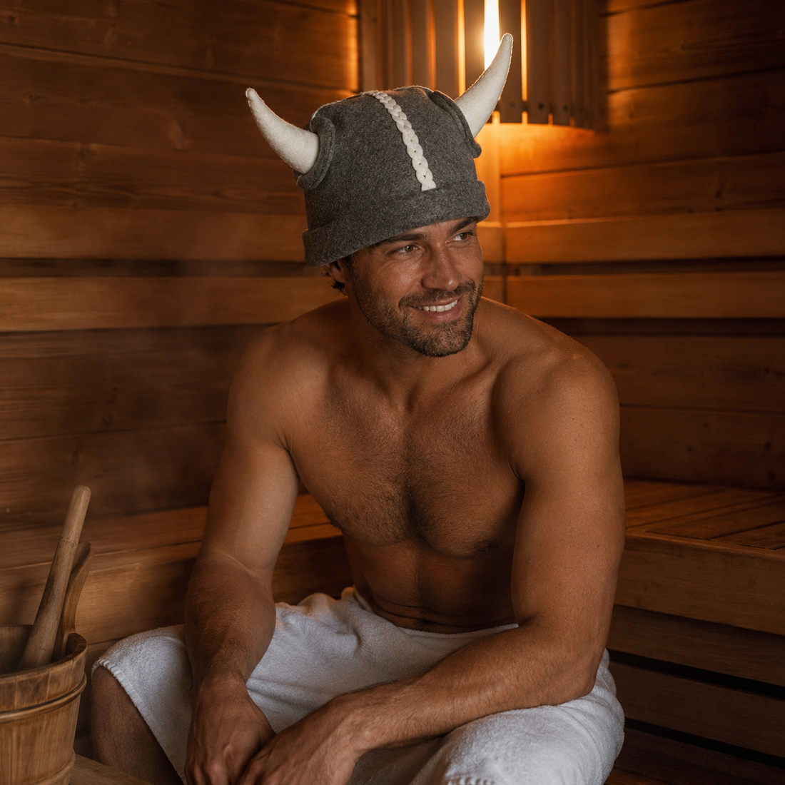 Halsa Viking Wool Sauna Hat - 100% natural wool for heat protection
