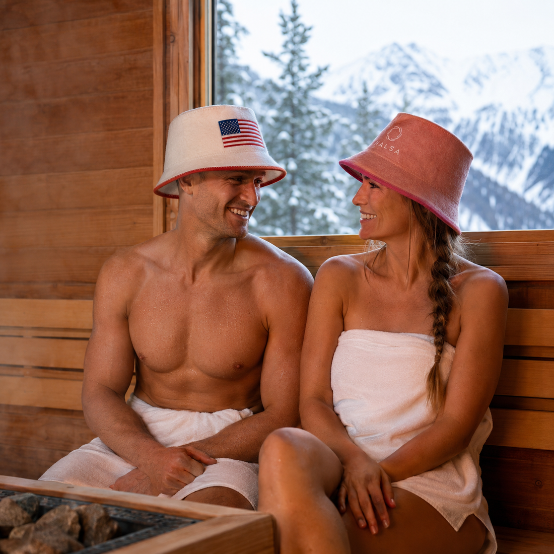 Halsa USA Flag Wool Sauna Hat - 100% natural wool for heat protection