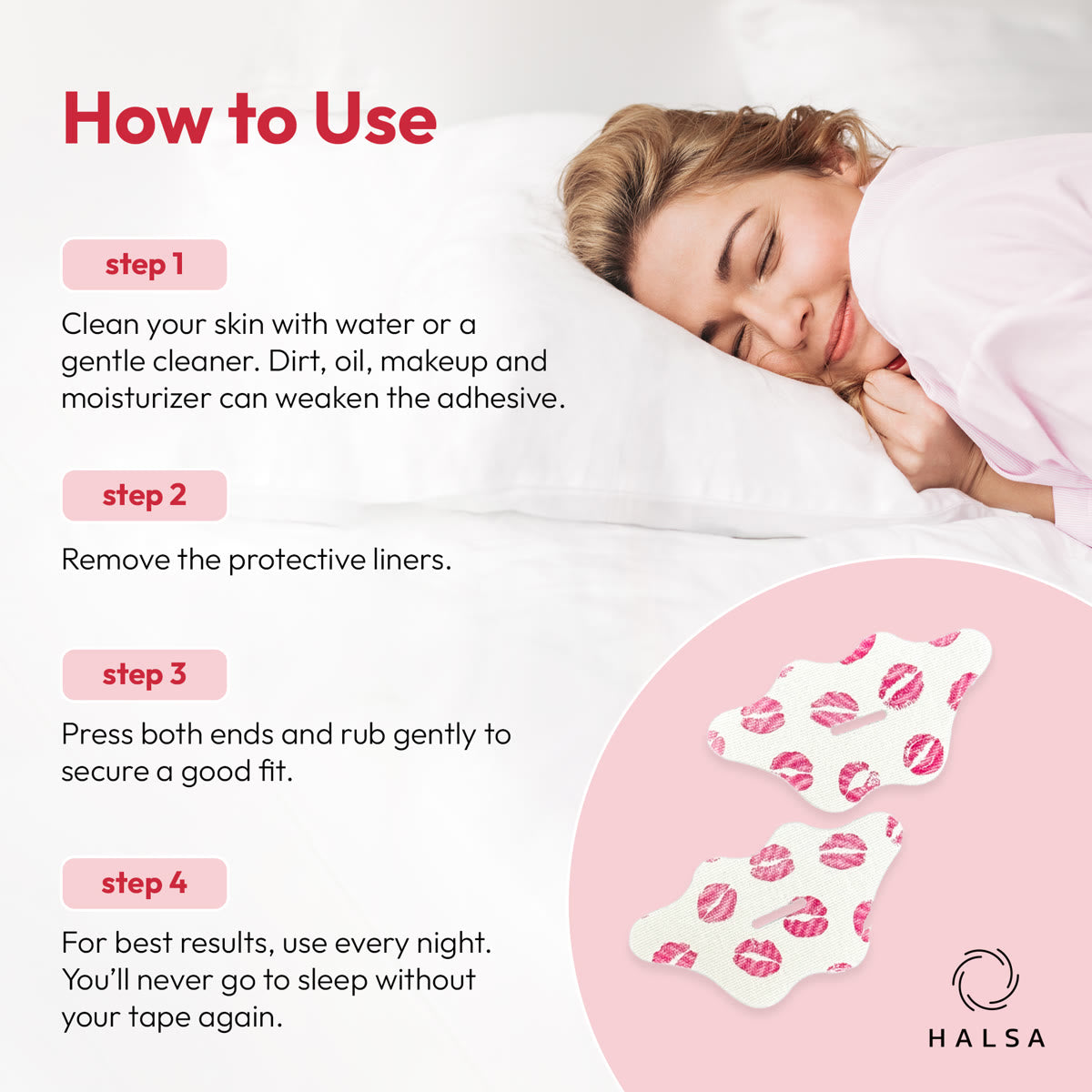 Halsa mouth tape size reference - fits all lip shapes