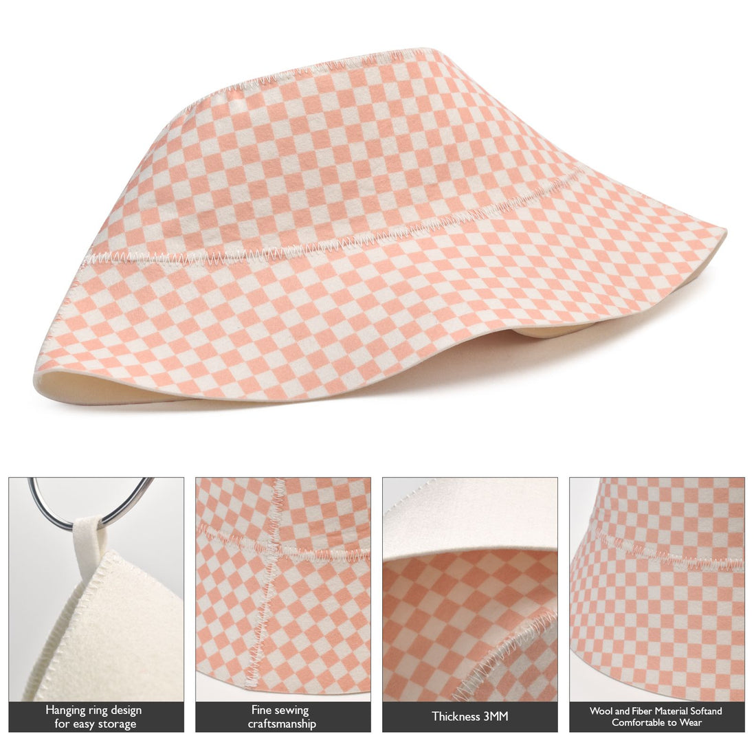 Sauna Hat - Pink Checkered Bucket
