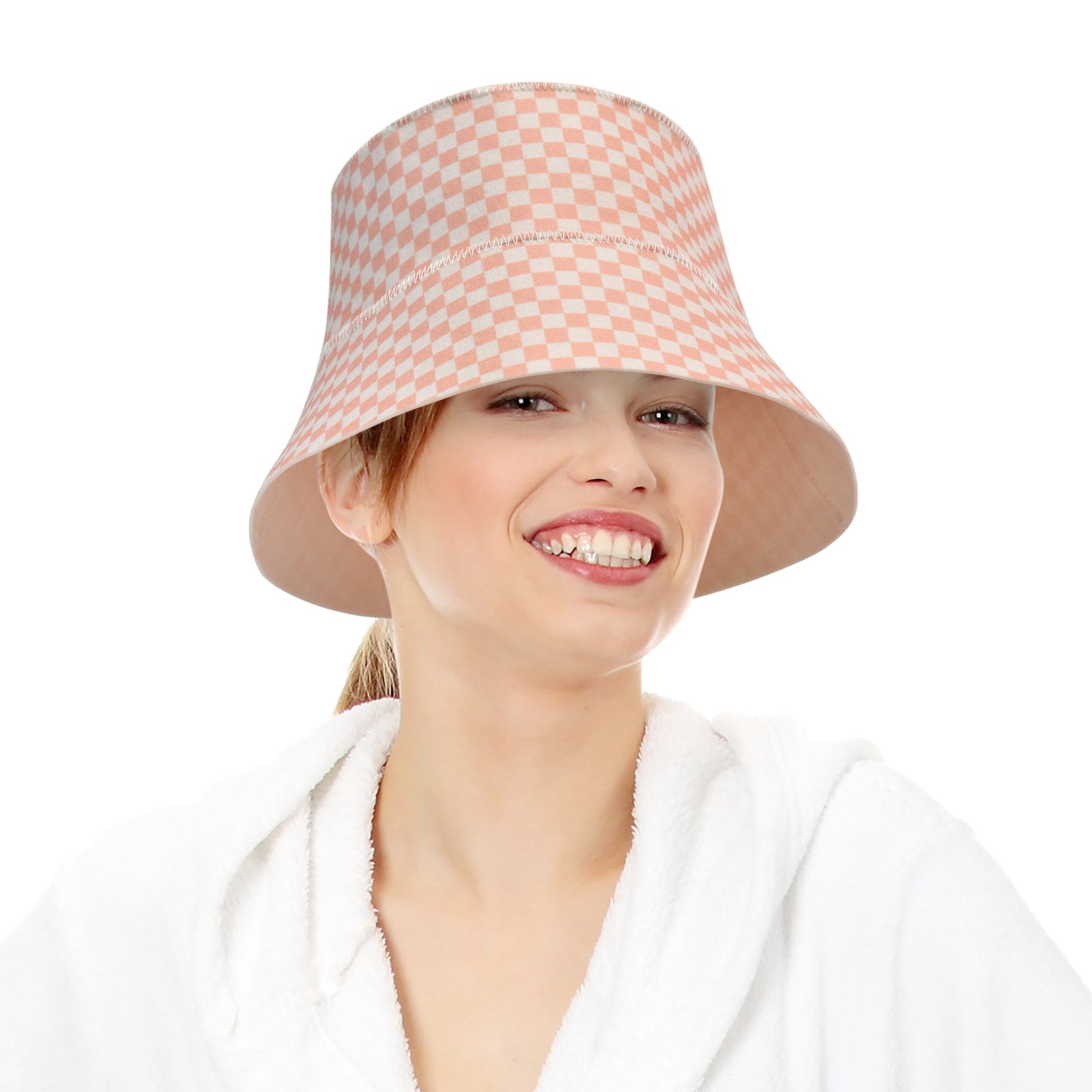 Sauna Hat - Pink Checkered Bucket
