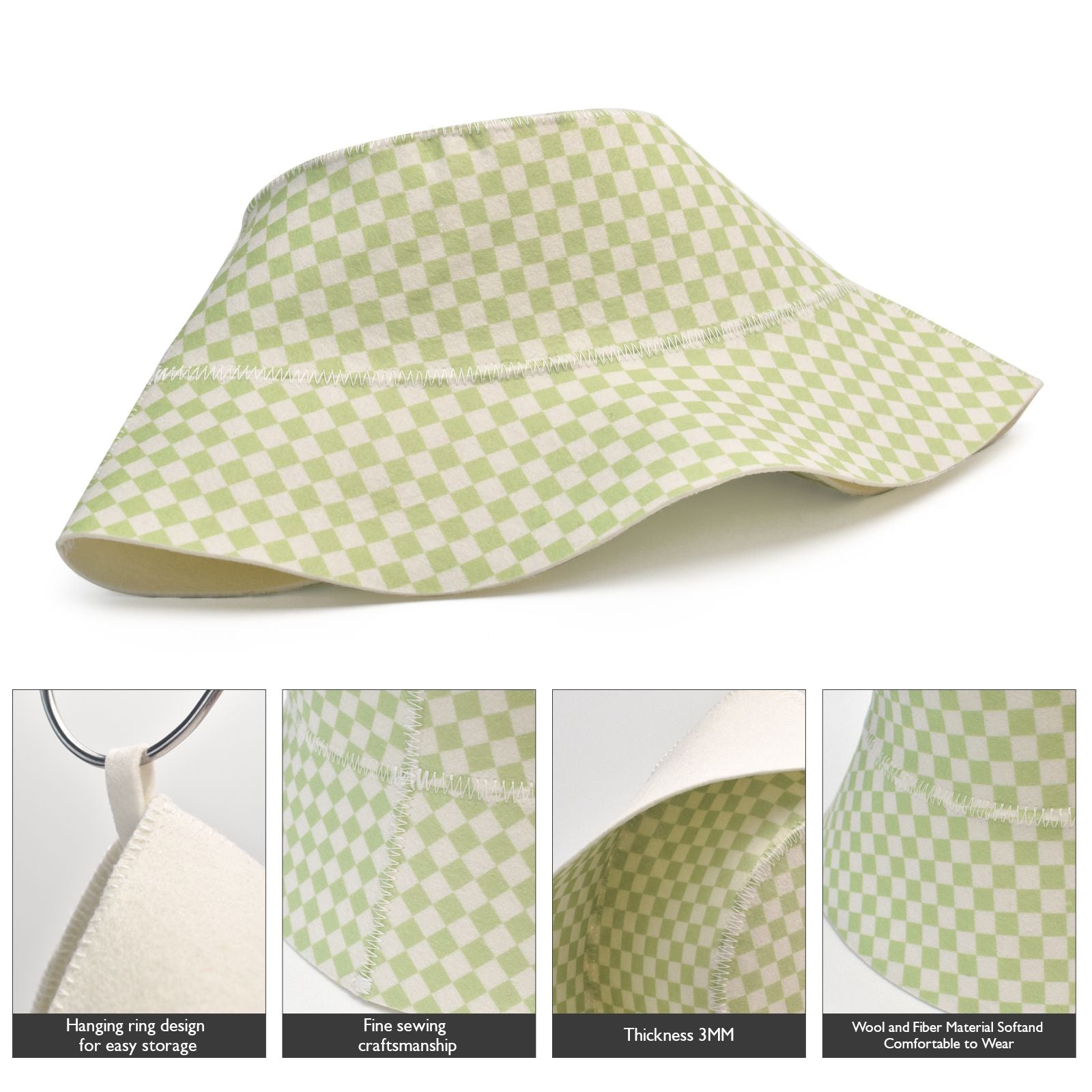 Sauna Hat - Green Checkered
