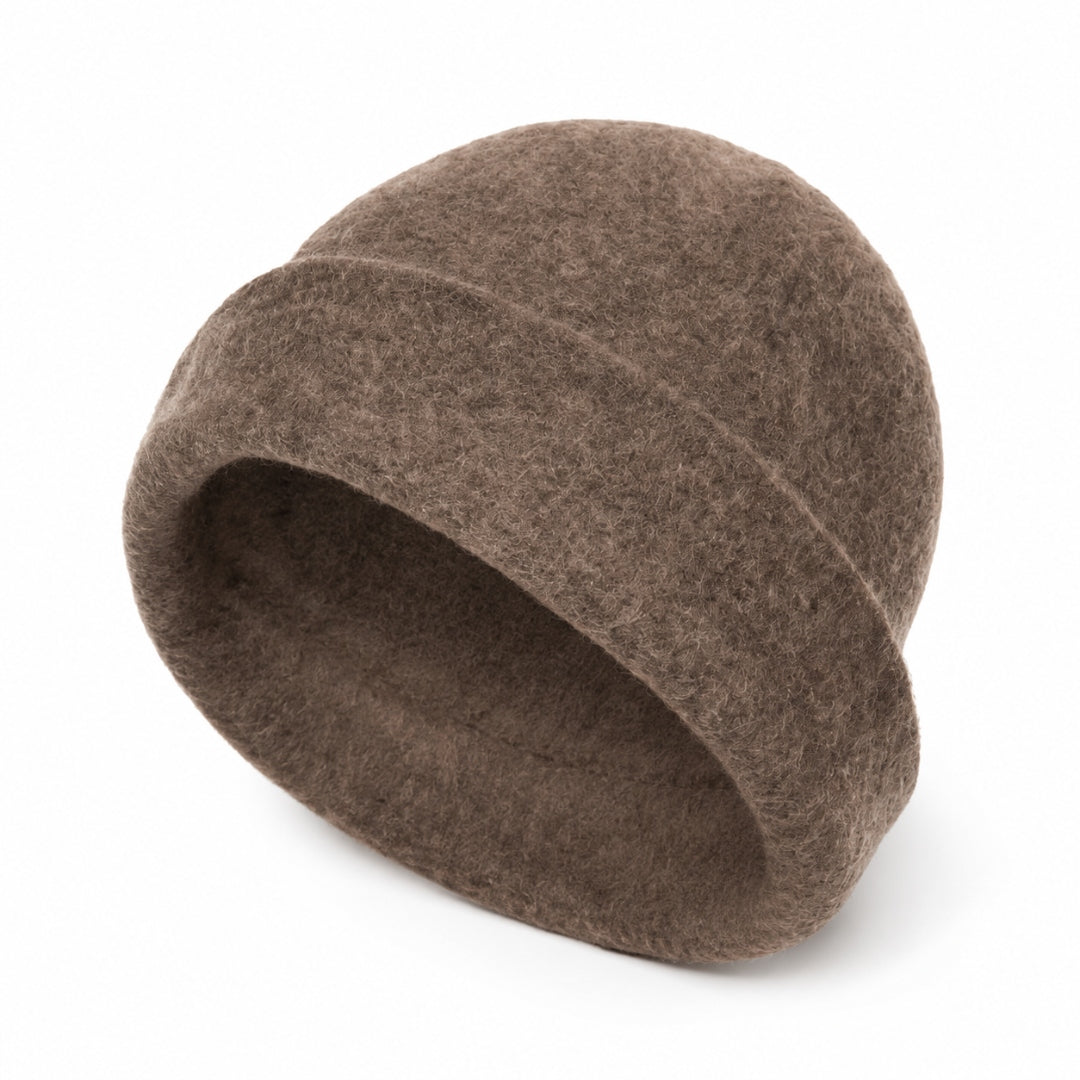Halsa Beanie Sauna Hat in Brown - angled view