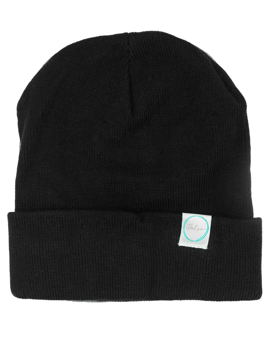 Halsa anti-radiation Black beanie side view - 99.9% shielding