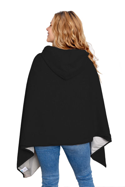 Halsa EMF Blocking Anti Radiation Black Wrap Poncho, Large Wearable Blanket with Detachable Hood