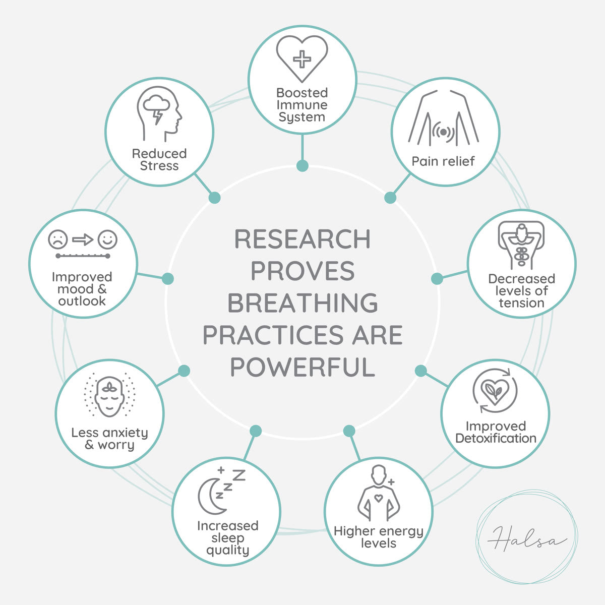 Halsa silver mindfulness breathing tool - reduces anxiety naturally