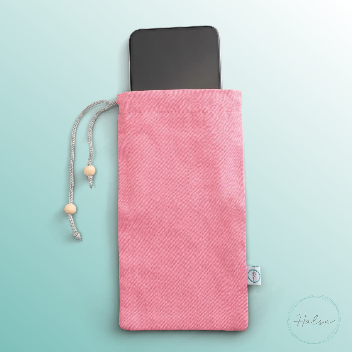 EMF protection pink phone sleeve with phone inside - signal blocking