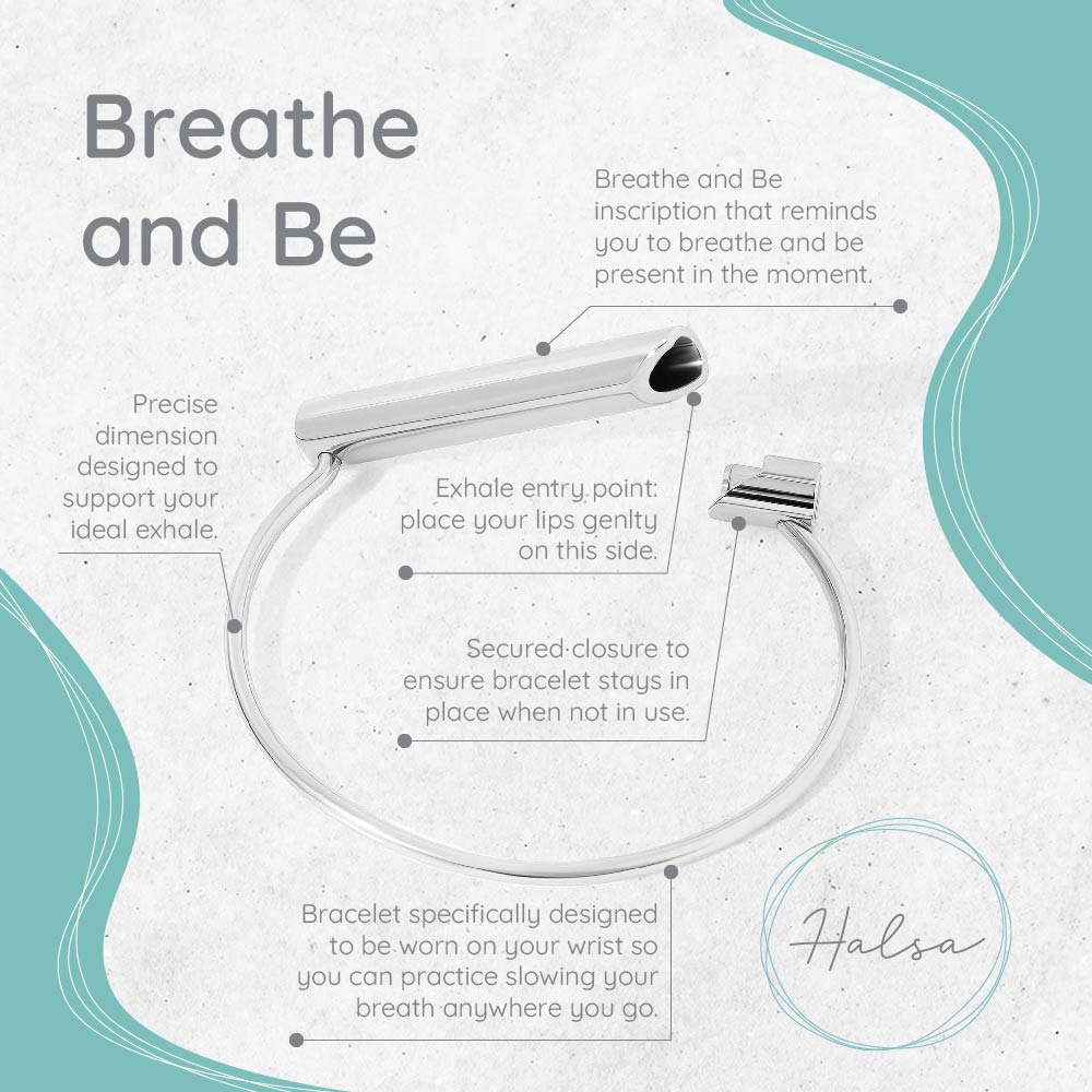 Halsa Stress Relief Mindful Breathing Cuff (Silver)
